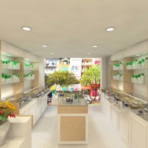 thiết kế shop mỹ phẩm nhỏ đẹp