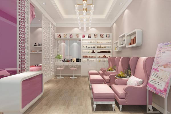 tiệm nail gam màu trắng và hồng pastel